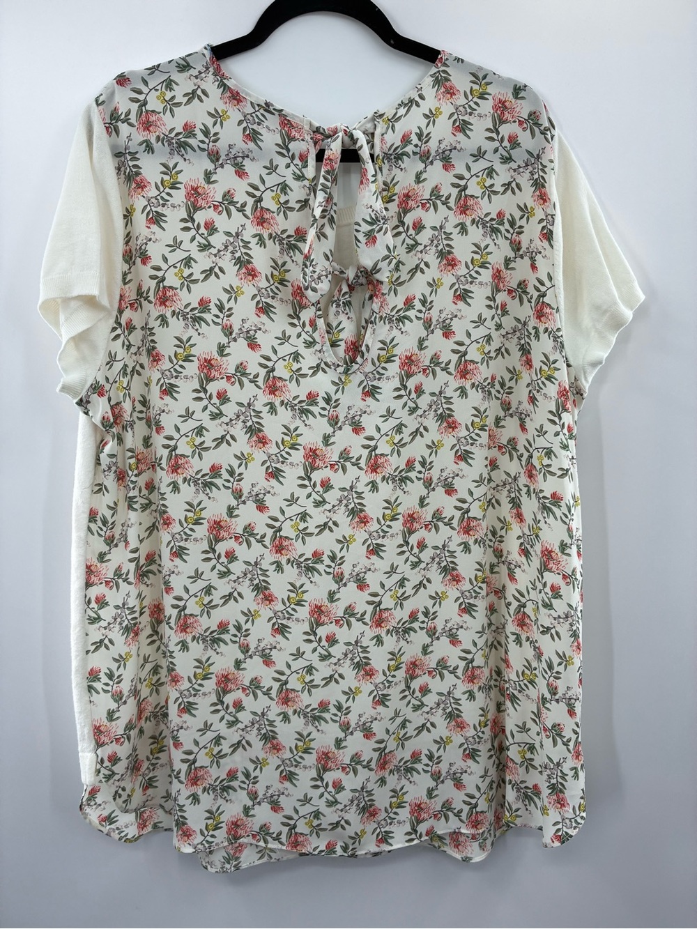 LOFT Cream Floral-Trim Blouse sizeXL - Picture 2 of 4